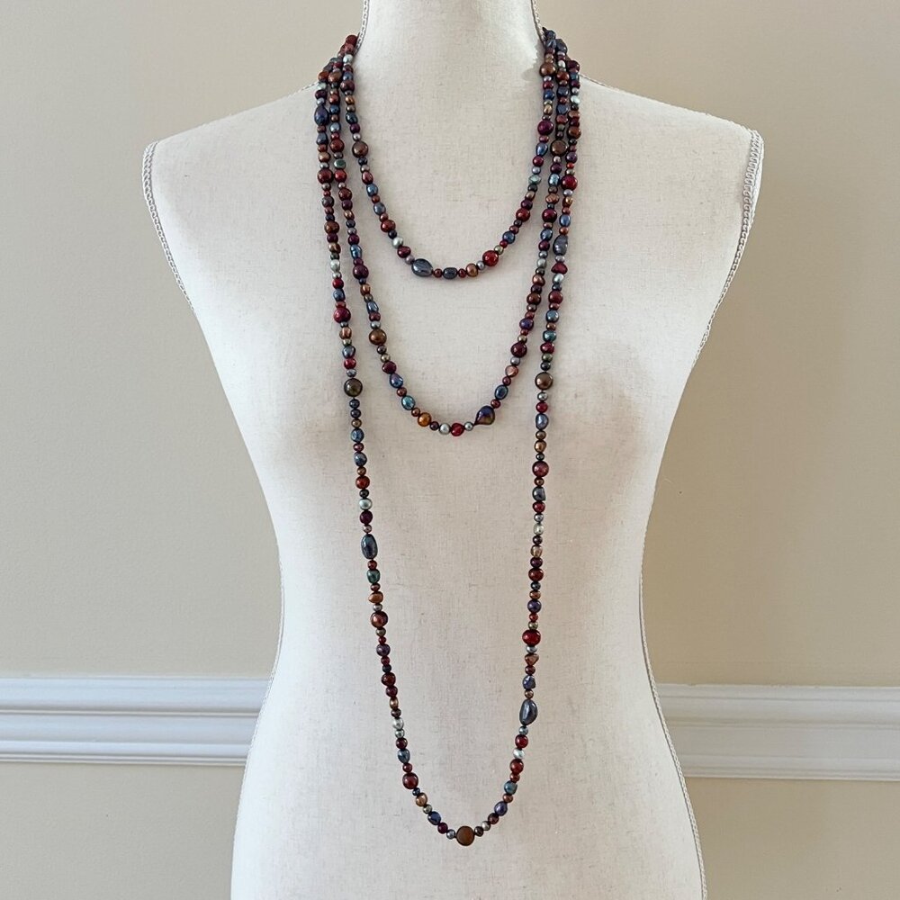Super Long Multicolor Freshwater Pearl Beaded Rope Necklace 102"